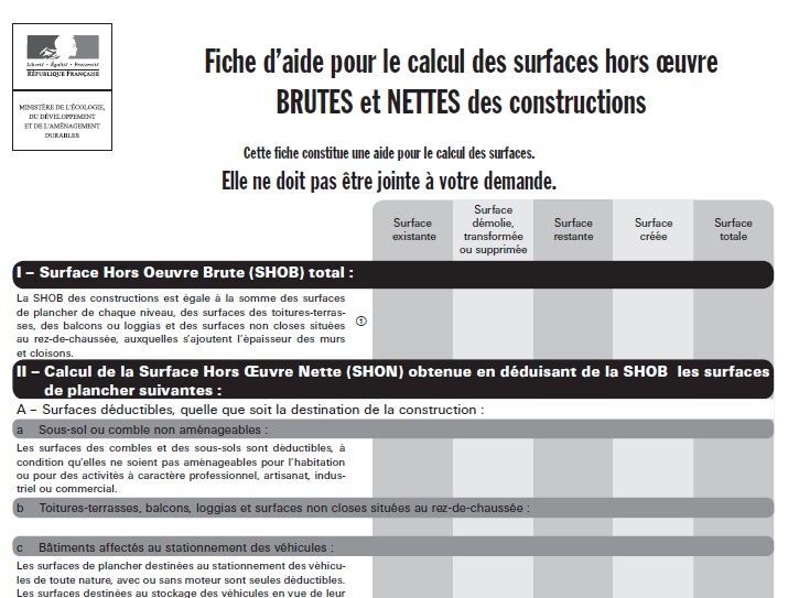 Aide au calcul des surfaces Aide au calcul des surfaces