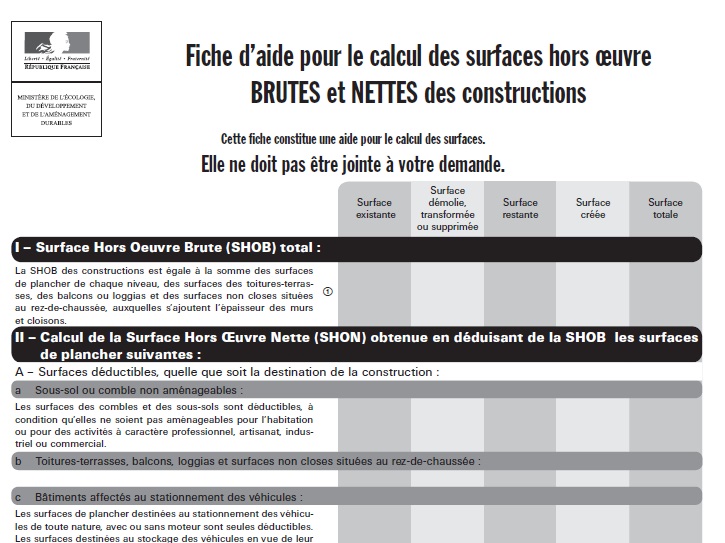 Aide au calcul des surfaces