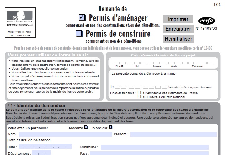 Demande de permis de construire ou de permis d’aménager